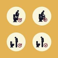 attention en utilisant correctement les toilettes symbole signe conception illustration vectorielle vecteur