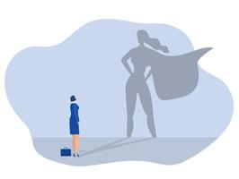 femme d'affaires est super héros avec une forte motivation super héros ombre leadership motivation silhouette concept illustration vectorielle vecteur