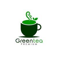 création de logo de tasse de thé vert vecteur