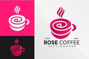 modèle d'illustration vectorielle de conception de logo de café rose vecteur
