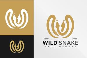 modèle d'illustration vectorielle de conception de logo de serpent lettre w vecteur