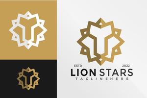 modèle d'illustration vectorielle de conception de logo étoile de lion vecteur