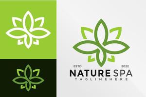 modèle d'illustration vectorielle de conception de logo de spa de lotus naturel vecteur
