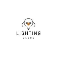 ampoule d'éclairage et modèle de conception d'icône de logo de ligne de nuage vecteur