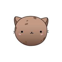 illustration dessinée à la main d'un cookie kawaii drôle avec des oreilles de chat. concept de design pour chat café, impression d'enfants.