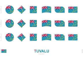 ensemble de drapeaux de tuvalu, drapeaux simples de tuvalu avec trois effets différents. vecteur
