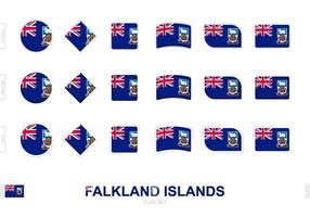 ensemble de drapeaux des îles falkland, drapeaux simples des îles falkland avec trois effets différents. vecteur