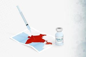 vaccination en inde, injection de vaccin covid-19 sur la carte de l'inde. vecteur