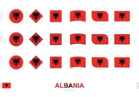 ensemble de drapeaux d'albanie, drapeaux simples d'albanie avec trois effets différents. vecteur