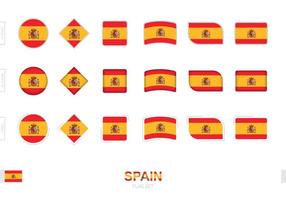 ensemble de drapeaux d'espagne, drapeaux simples d'espagne avec trois effets différents. vecteur