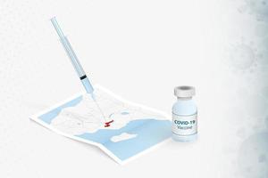 vaccination au malawi, injection de vaccin covid-19 sur la carte du malawi. vecteur