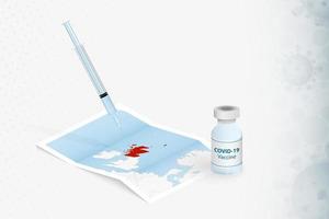 vaccination en écosse, injection de vaccin covid-19 sur la carte de l'écosse. vecteur