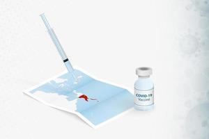 vaccination en papouasie-nouvelle-guinée, injection de vaccin covid-19 sur la carte de la papouasie-nouvelle-guinée. vecteur
