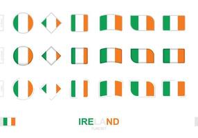 ensemble de drapeaux d'irlande, drapeaux simples d'irlande avec trois effets différents. vecteur