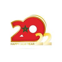 année 2022 avec motif drapeau marocain. conception de bonne année. vecteur