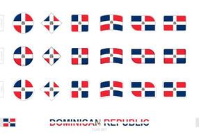 ensemble de drapeaux de la république dominicaine, drapeaux simples de la république dominicaine avec trois effets différents. vecteur