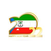 année 2022 avec motif drapeau de la guinée équatoriale. conception de bonne année. vecteur