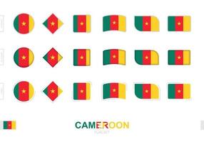 ensemble de drapeaux camerounais, drapeaux simples du cameroun avec trois effets différents. vecteur