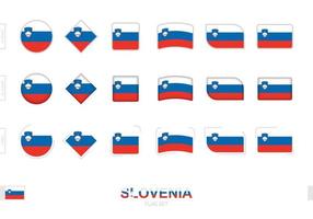 ensemble de drapeaux de slovénie, drapeaux simples de slovénie avec trois effets différents. vecteur