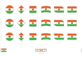 ensemble de drapeaux du niger, drapeaux simples du niger avec trois effets différents. vecteur