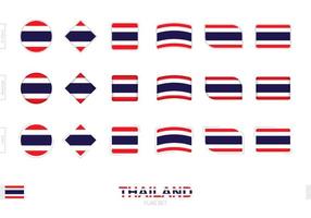 ensemble de drapeaux de thaïlande, drapeaux simples de thaïlande avec trois effets différents. vecteur