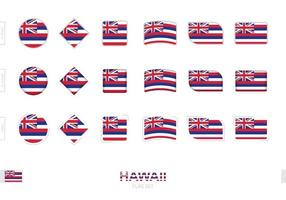 ensemble de drapeaux d'hawaï, drapeaux simples d'hawaï avec trois effets différents. vecteur