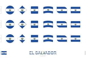 ensemble de drapeaux du salvador, drapeaux simples du salvador avec trois effets différents. vecteur