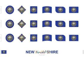 ensemble de drapeaux du new hampshire, drapeaux simples du new hampshire avec trois effets différents. vecteur