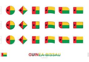 ensemble de drapeaux de guinée-bissau, drapeaux simples de guinée-bissau avec trois effets différents. vecteur