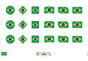 ensemble de drapeaux du brésil, drapeaux simples du brésil avec trois effets différents. vecteur