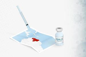 vaccination au venezuela, injection de vaccin covid-19 sur la carte du venezuela. vecteur