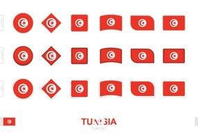 ensemble de drapeaux tunisiens, drapeaux simples de tunisie avec trois effets différents. vecteur