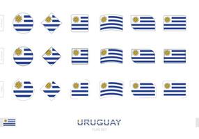 ensemble de drapeaux de l'uruguay, drapeaux simples de l'uruguay avec trois effets différents. vecteur
