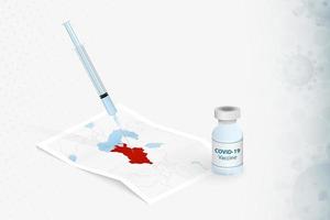 vaccination au turkménistan, injection de vaccin covid-19 sur la carte du turkménistan. vecteur