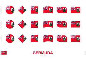 ensemble de drapeaux des bermudes, drapeaux simples des bermudes avec trois effets différents. vecteur