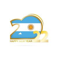 année 2022 avec motif drapeau argentin. conception de bonne année. vecteur