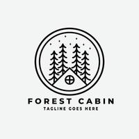 forêt cabine dessin au trait monoline contour linéaire illustration logo vector design