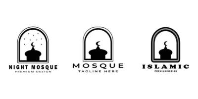 ensemble de création de logo de mosquée, icône, vecteur, illustration, package vecteur