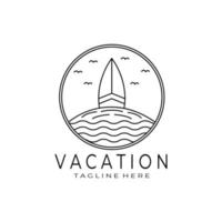 conception d'illustration vectorielle de logo de vacances, dessin au trait, logo de vacances vecteur