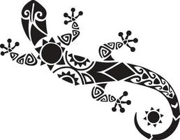 lézard ou gecko dans le style polynésien maori. croquis de tatouage. vecteur