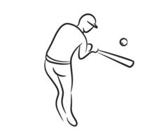 illustration de ligne de joueur de baseball dessiné à la main vecteur