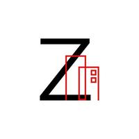 lettre z avec élément de conception de logo vectoriel de décoration de bâtiment