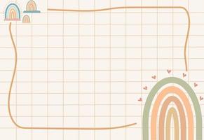 arc-en-ciel pastel bohème mignon et grille papier peint fond illustration vectorielle vecteur
