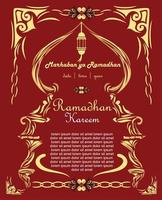 illustration vectorielle de carte de voeux joyeux ramadan kareem avec ornement islamique