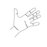 numéro quatre main geste langue alphabet dessin au trait continu conception. signe et symbole des gestes de la main. une seule ligne de dessin continue. doodle d'art de style dessiné à la main isolé sur fond blanc vecteur