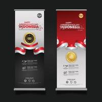 célébration de la fête de l'indépendance de l'indonésie, roll up banner set design vector illustration de modèle