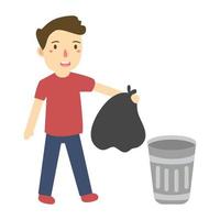personnes plaçant des déchets réutilisables dans une benne à ordures vecteur