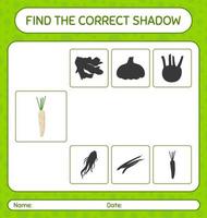 trouver le bon jeu d'ombres avec du persil hambourgeois. feuille de travail pour les enfants d'âge préscolaire, feuille d'activité pour enfants vecteur