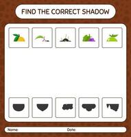 trouver le bon jeu d'ombres avec des fruits. feuille de travail pour les enfants d'âge préscolaire, feuille d'activité pour enfants