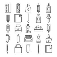 icônes de fournitures de bureau définir la conception de la ligne vecteur